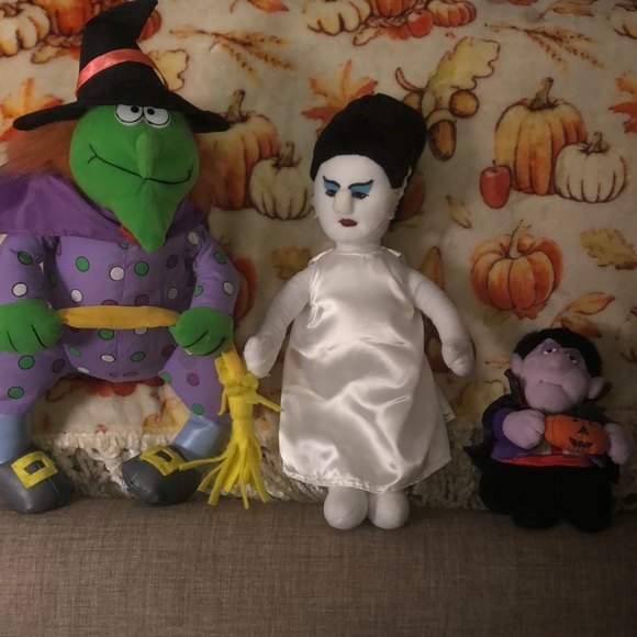 Halloween Plush Lot Witch, Universal Studios Bride of Frankenstein and Vampire - Picture 1 of 5